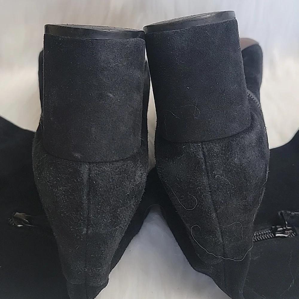 COLE HAAN Elnora Over the Knee Black Suede Pull On Block Heel Boho Sock Boots 7B